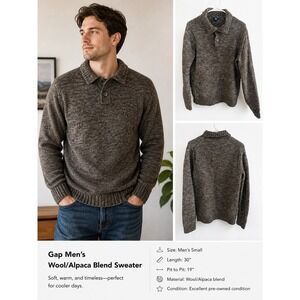 Gap Men's‎ Wool Alpaca Blend Sweater Size Small Soft Knit Classic Fit